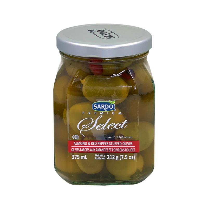 Green Olives with Almond Red Pepper, Sardo